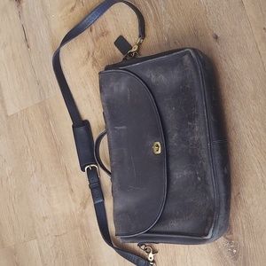 Vintage Coach Colebrooke Black Leather Messenger Briefcase Bag